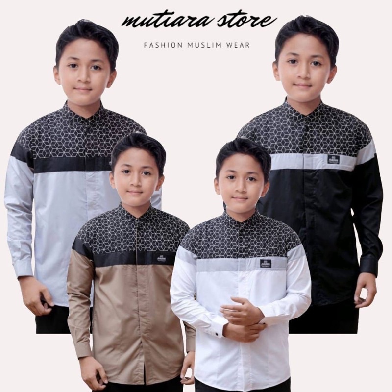 Baju Koko Muslim Anak | Baju Koko Anak Motif Senopati | Baju Kemko Anak Lengan Panjang