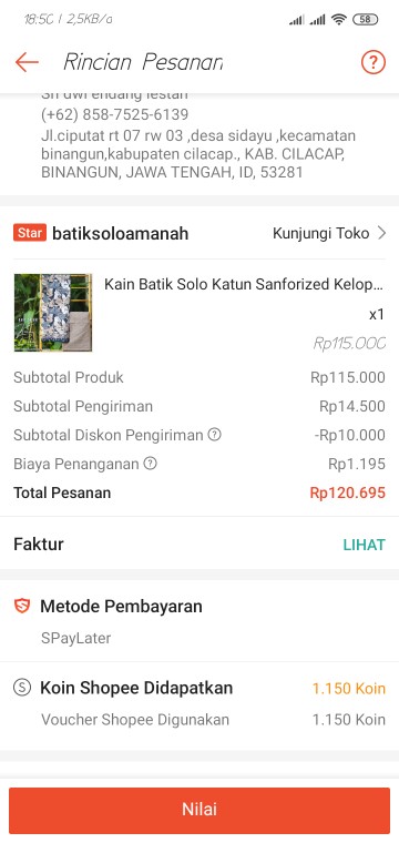 Kain Batik Solo Katun Sanforized Kelopak Bunga Navy Cream Cacing 105.000