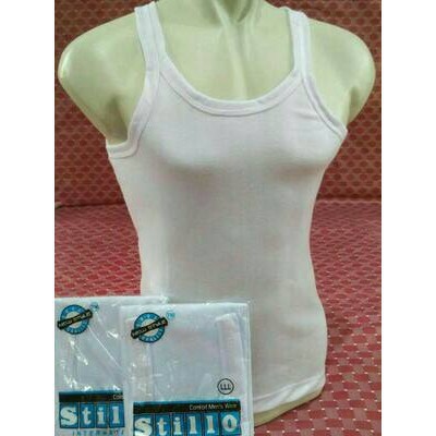 SINGLET MERK POWER DAN STILLO WARNA PUTIH POLOS (KAOS DALAM TANPA LENGAN)