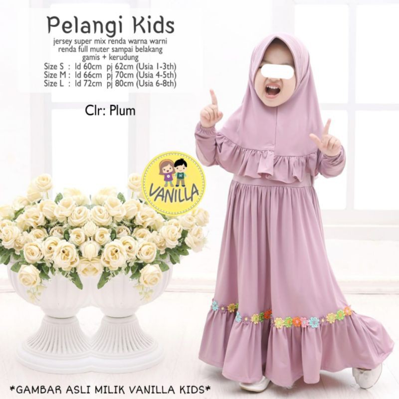 Gamis Set Anak Pelangi Kids 1-8 th Ori Amanah BTC Solo