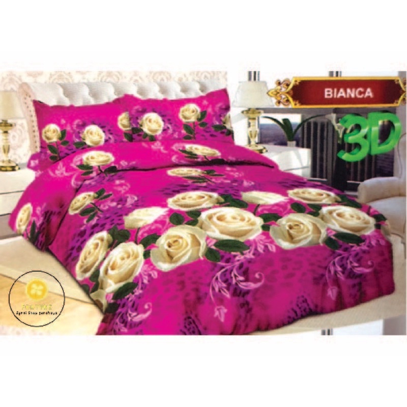 Sprei BONITA Motif Terbaru BUNGA 3D Disperse (BISA COD) Blue Rose, Revanda, Elvina, Bianca, Nancy, Novita