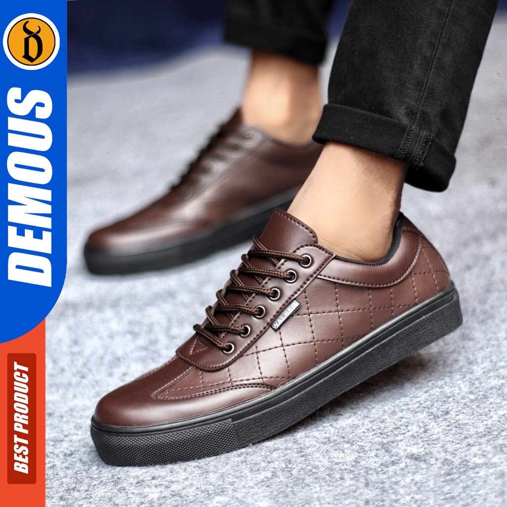 Sepatu Sneakers Pria Sepatu Casual Pria Kulit Pu Kerja Sepatu Hitam Pria DEMOUS PEDRO