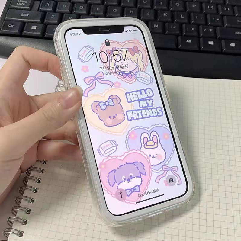 Transparent 3 in 1 Soft Phone Case Compatible for iPhone 13 12 11 Pro Max 12 Mini XR XS Max X 7 8 Plus Shockproof Silicone Candy Color Back Cover