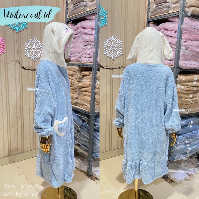 Piyama import wanita sanrio pajamas winter hangat fur bulu oversized onesie baju tidur cewek cinnamonroll