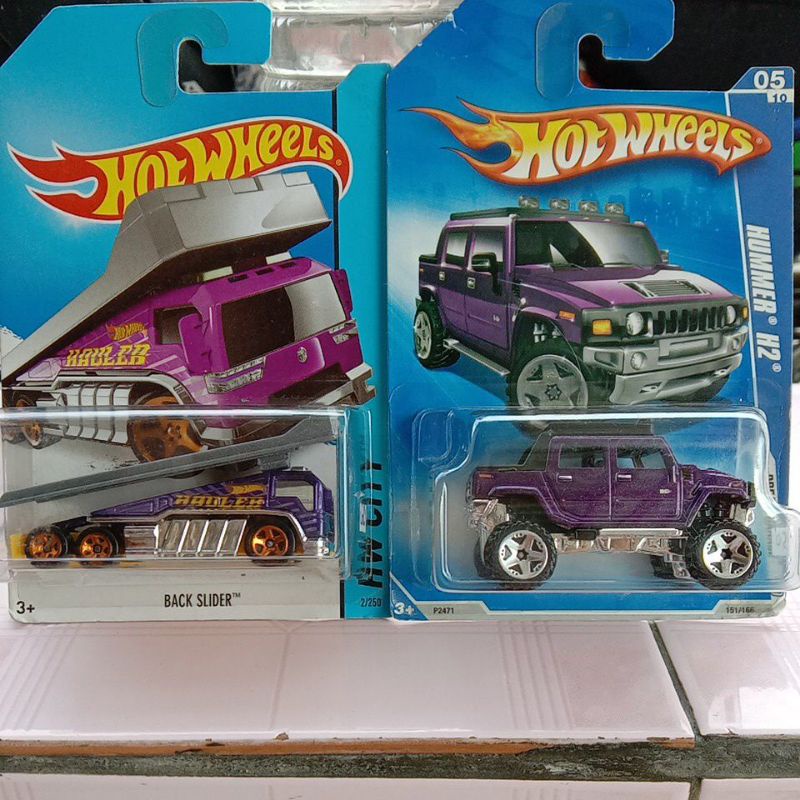 hotwheels back slider truck towing ungu hot wheels jeep hummer h2