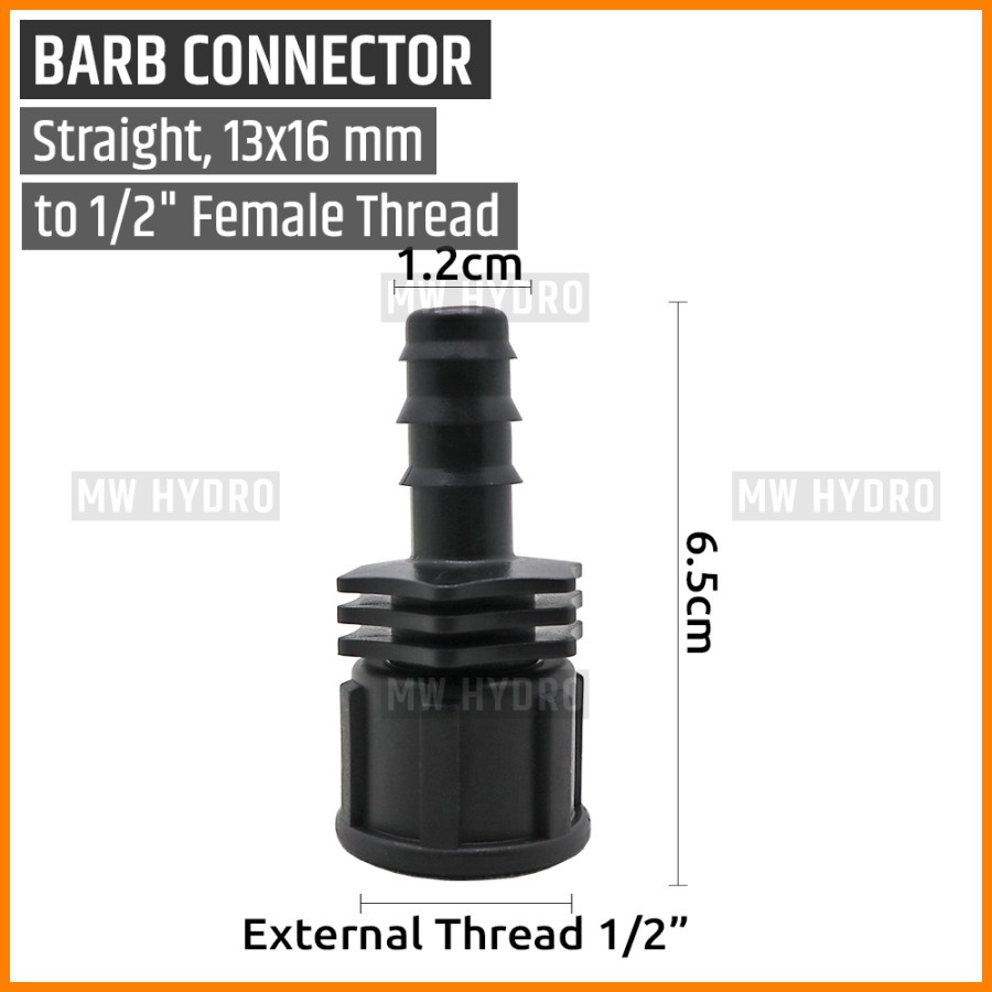 Female Connector 1/2 inch ke Selang PE 16 mm / 13 m