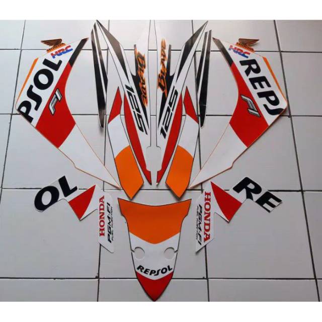 Sticker striping Honda Blade 125 fi 2014 motif Repsol