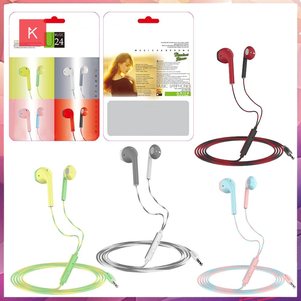 ANG Handsfree U24 Macaron 2 tone / Earphone Macaroon glossy Color Hifi Extra Bass