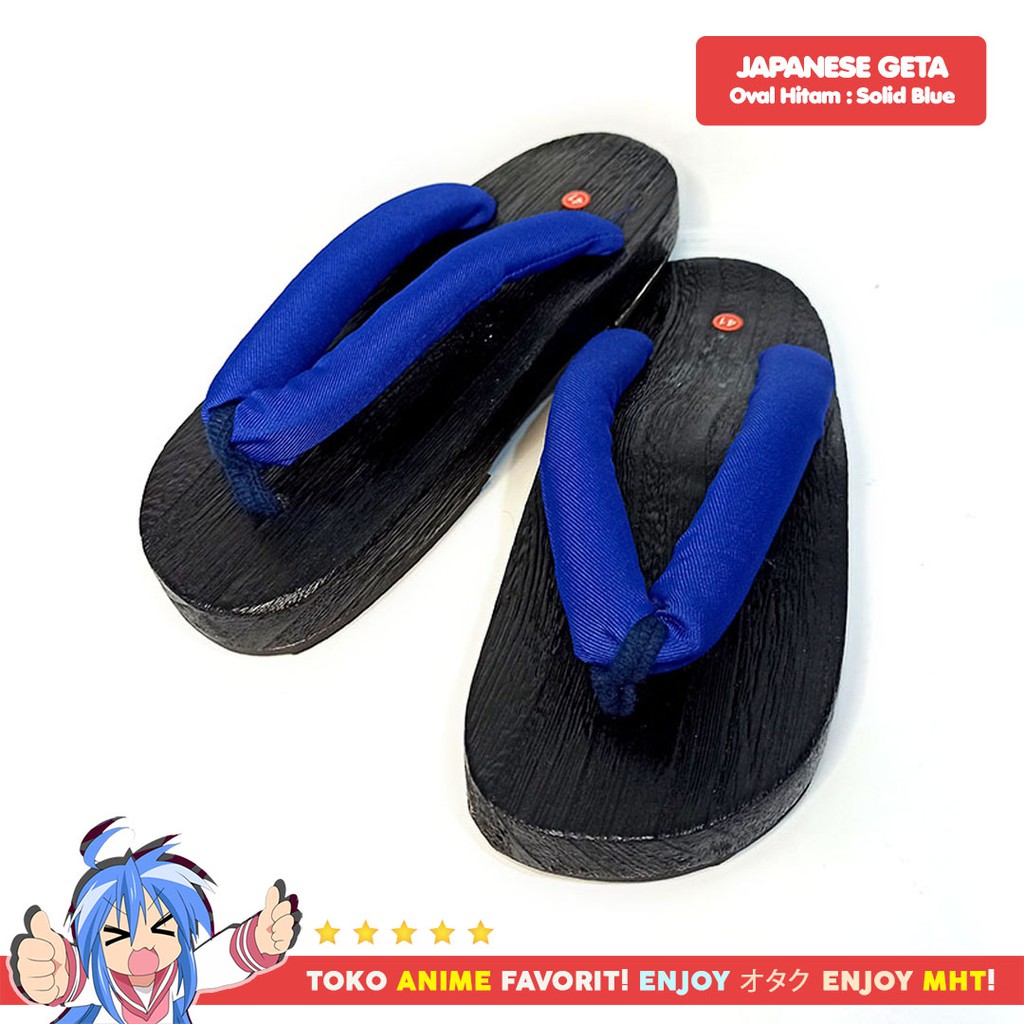 Geta Oval Hitam (Modern) : Solid Blue Strap