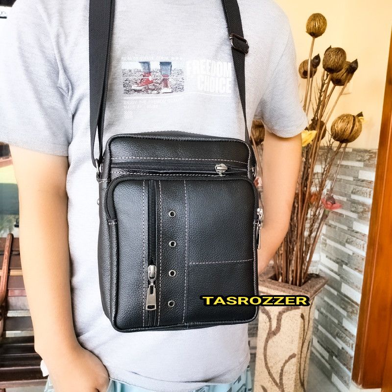 NEW Tas selempang pria kulit sapi asli 100% model mata itik