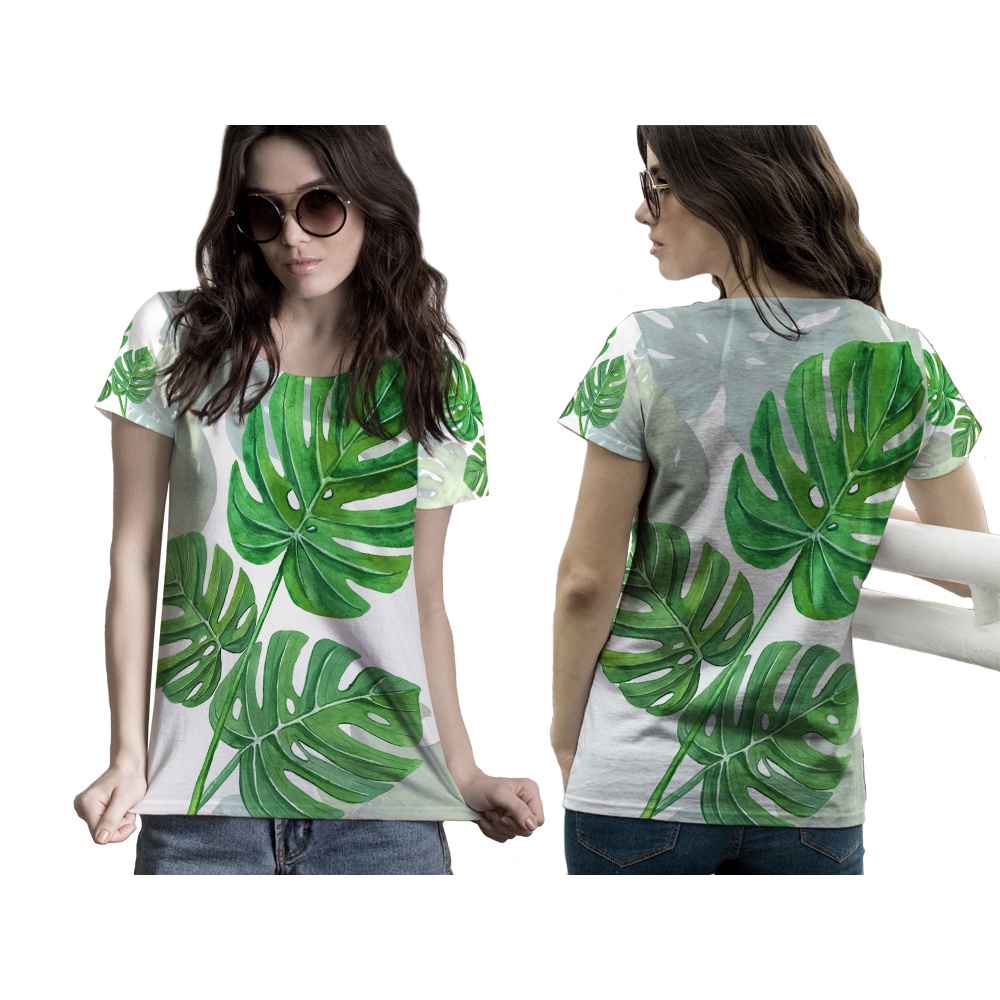 TiniShop - Kaos Monstera Wanita | Kaos Printing Design Bunga Monstera Keren