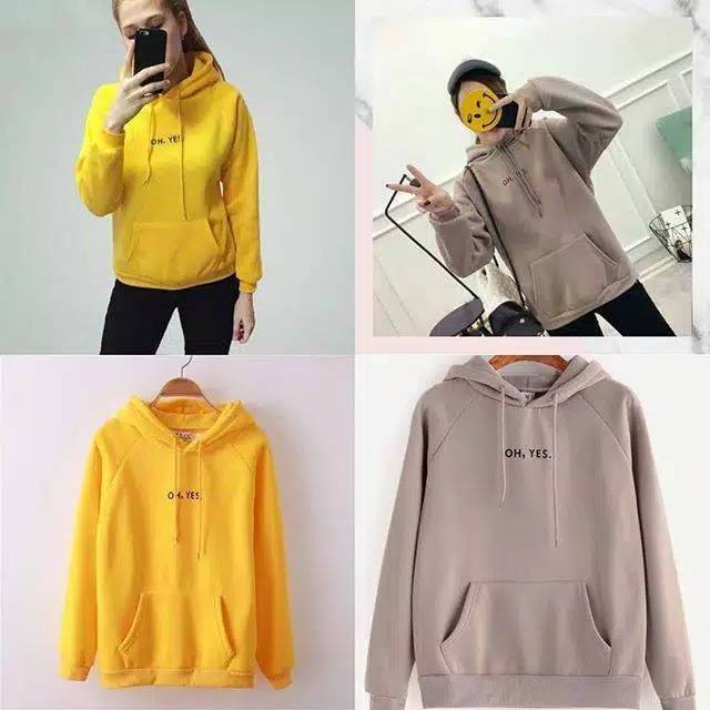 Sweater oh yes sweater wanita kekinian jaket hoddie fashion remaja