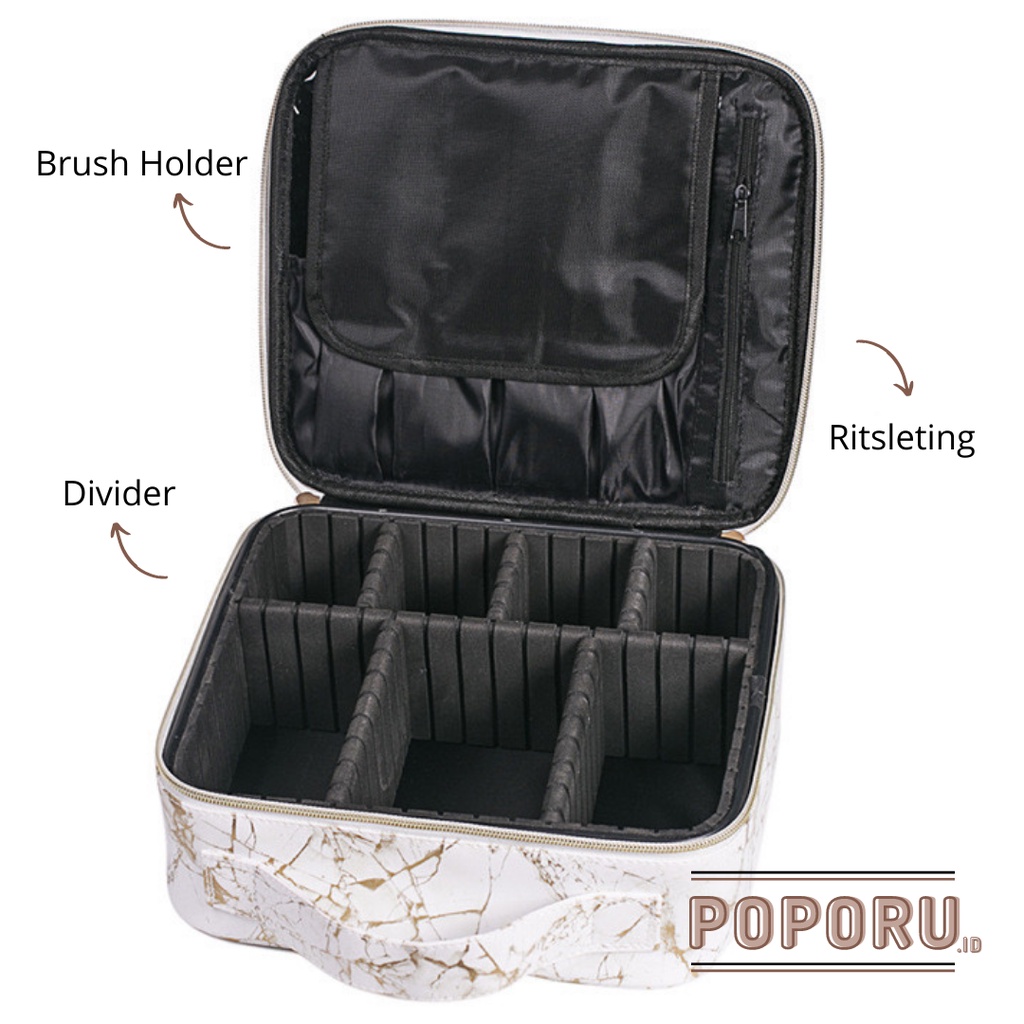 POPORU EXCLUSIVE WHITE GOLD MARBLE BOX  - cosmetics bag organizer for make up - tas tempat kosmetik pouch koper kecil