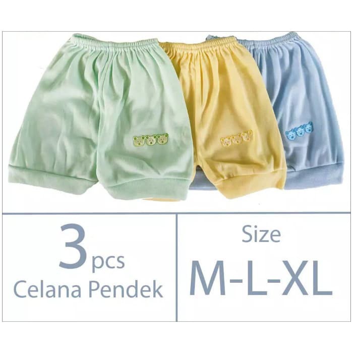 6 Pcs Celana Pendek Kotak Dolphin - Celana Pendek Bayi - Mix 3 Warna