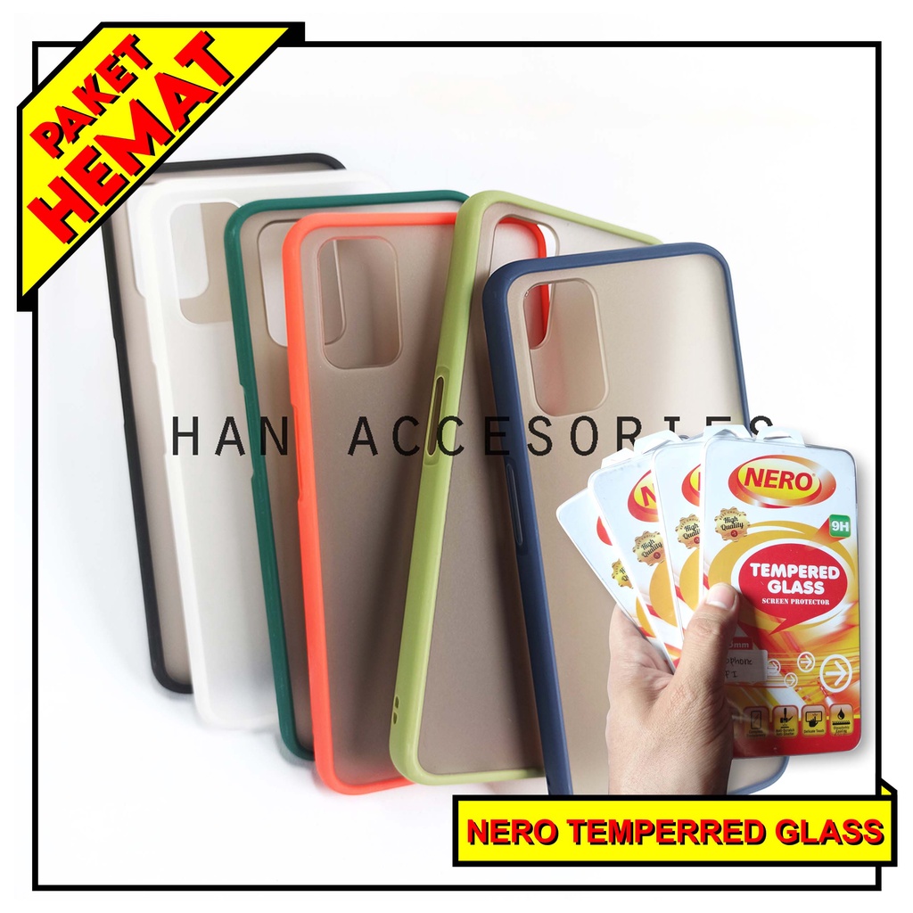 (PAKET HEMAT) Case Fuze Dove + Temperred Glass OPPO A3S/A5S/A7/F9/A11K/A12/A15/A31/A52/A72/A92/A53 2020 Hardcase / Matte Colour / Case Candy