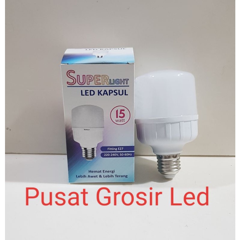 Paket 10 Buah Lampu Led Kapsul 15 watt Superlight Cahaya Putih