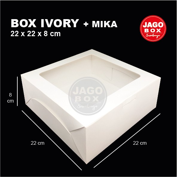 Box Kotak Dos Nasi Kue Snack 22x22x8cm Lubang Mika - Putih