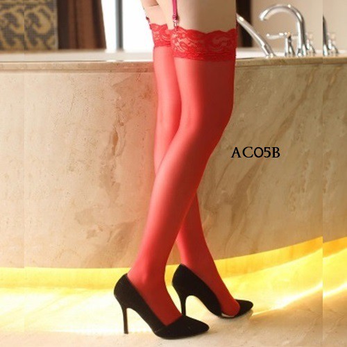 [READY STOCK] LINGERIE STOCKING WANITA TRANSPARAN MERAH AC05B