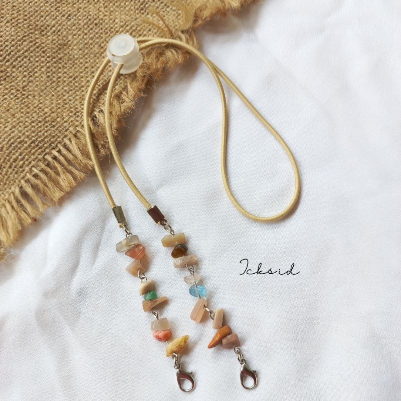 Strap masker 2 in 1/strap masker manik batu/strap masker hijab