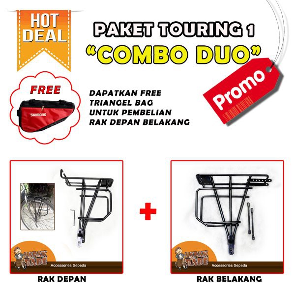 Rak  Bagasi  Pannier Touring Depan Belakang Sepeda Touring