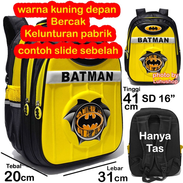 SALE Luntur Tas Glossy Timbul Tas Ransel Sekolah Anak Tas Anak Laki-Laki Spidermen Ultraman Captain Batmen SUPERmen