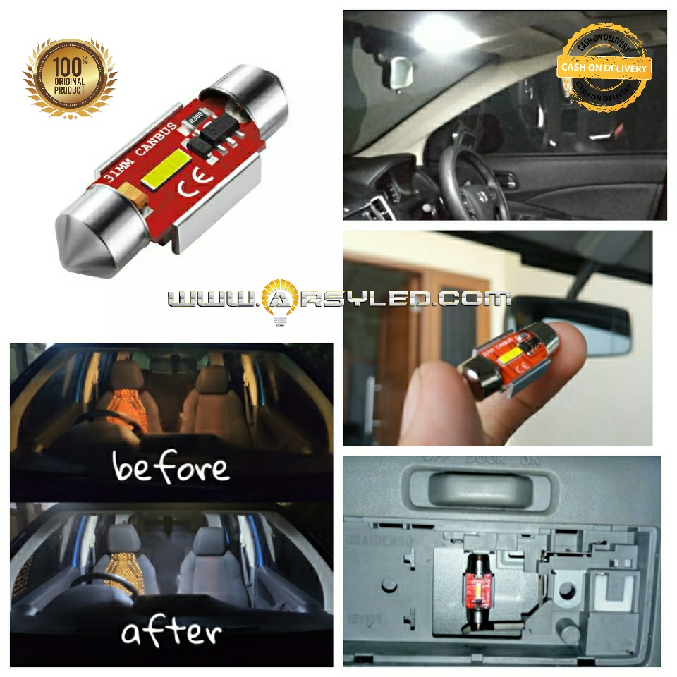 Lampu Led Kabin Plafon Mobil Chipset 1860 28 30 31 36 39 41 mm Extrime Bright