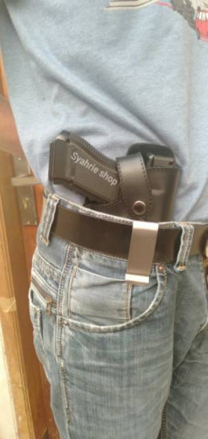 Holster sarung pistol selip kulit asli glock hs9 baretta fn dll