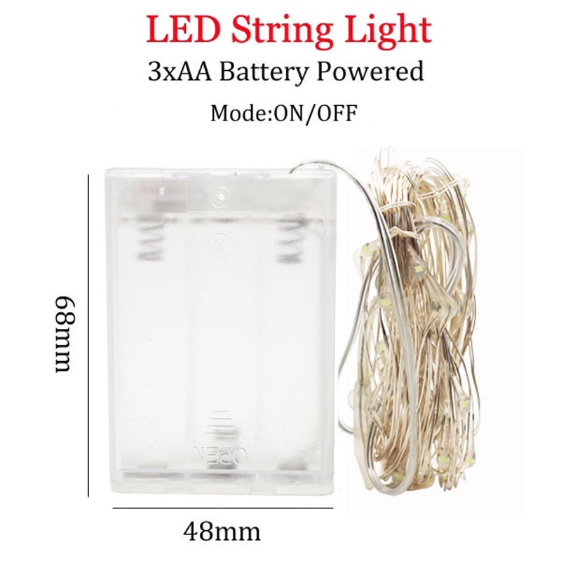 Lampu String Led 2m 3m 5m 10m Kawat Tembaga Tenaga Baterai Anti Air Untuk Dekorasi Indoor/Outdoor