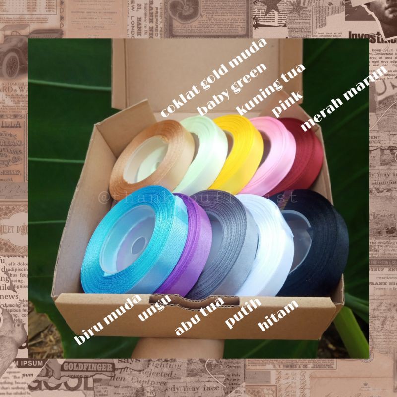

Pita satin ecer ukuran lebar 1 cm