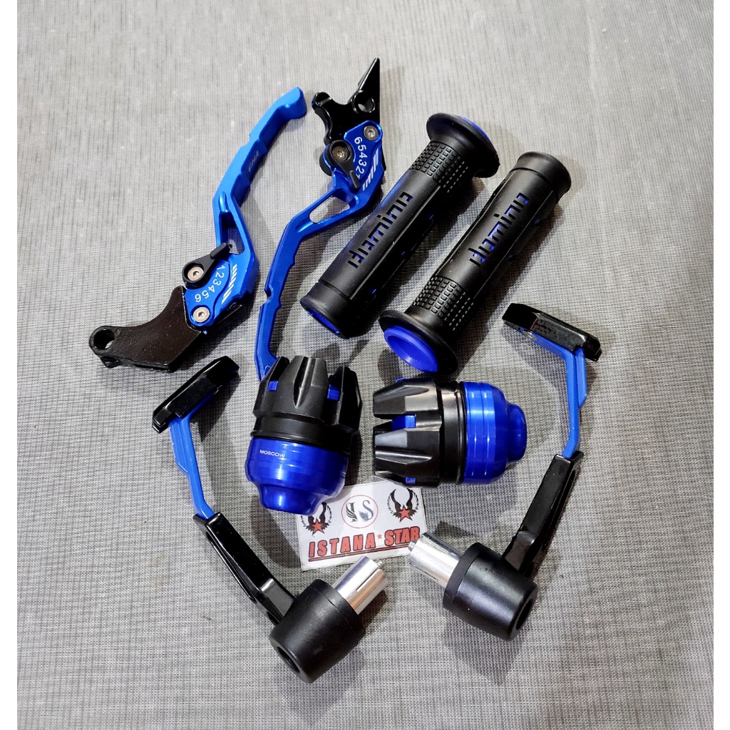 Paket Variasi Tiger/CBR150R/CB150R/Versa/Megapro/Sonic/SatriaFU Handle CNC Setelan Proguard Jalu As Handgrip Reall Pict EMAS