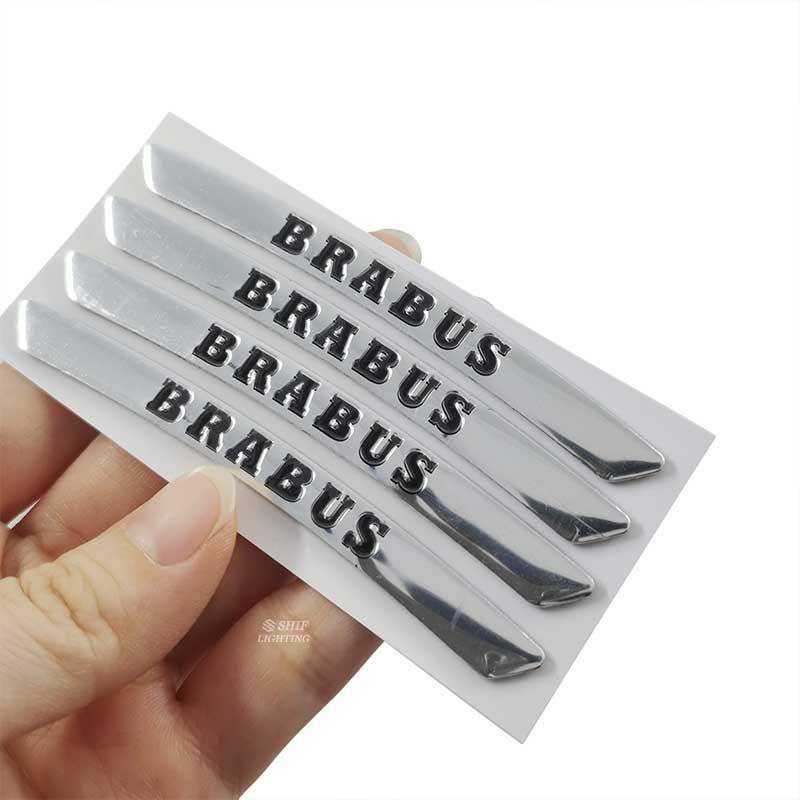 4pcs Stiker Emblem / Badge Logo Brabus Bahan Aluminum Untuk Dekorasi Ban Mobil Mercedes Brabus