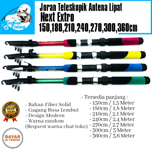 Joran Teleskopik Antena Lipat Extro/ miyabi 150cm-360cm Kuat &amp; Murah - Engkus Fishing