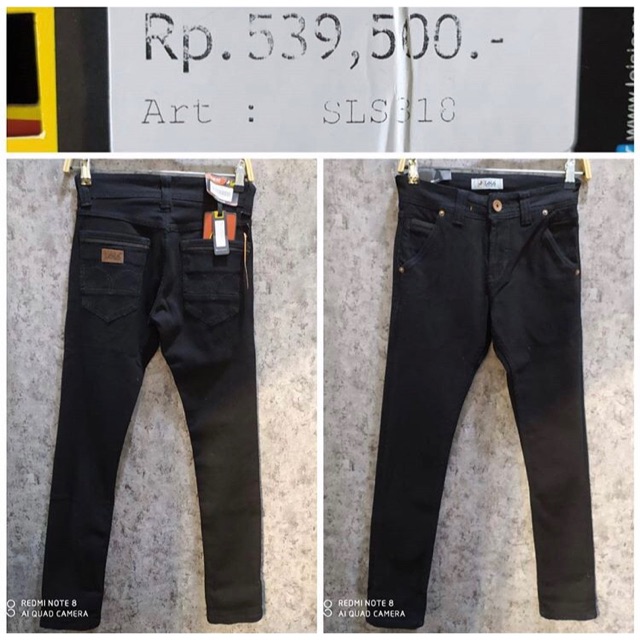 Celana jeans Lois Hitam stretch saku miring