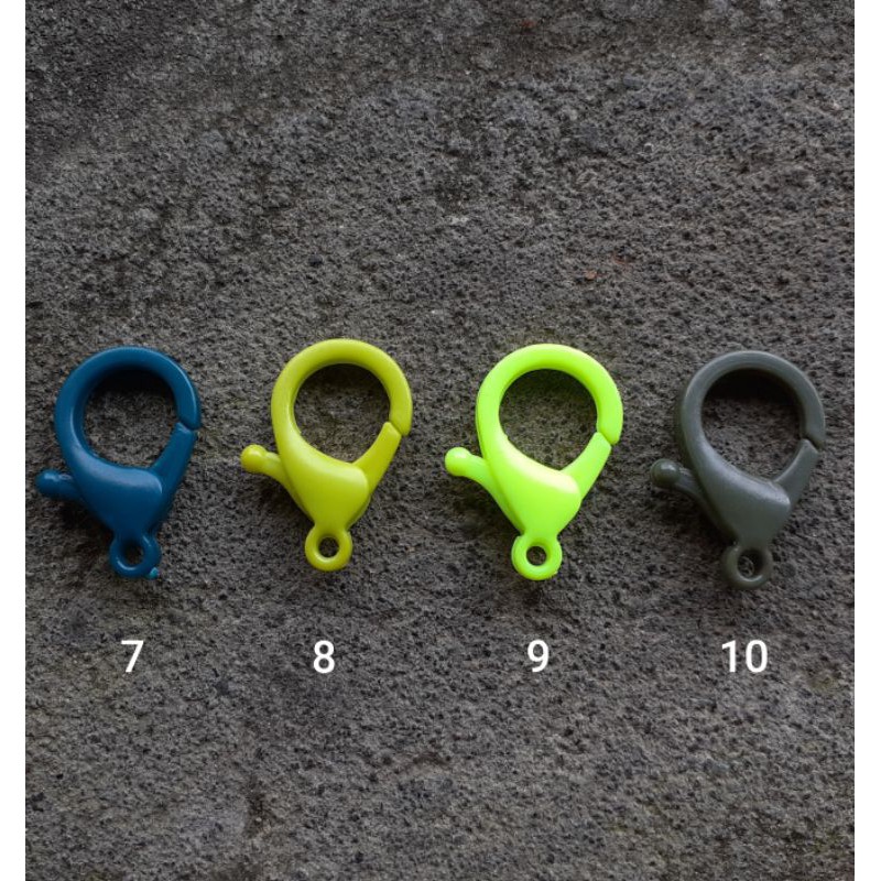 Plastic Key Chain Ring Metal Lobster Clasp Hooks Clips 25mm Plastik Pengait Gantungan Kunci Keychain