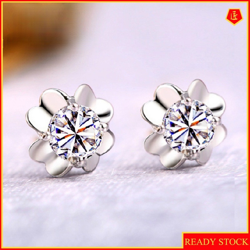 [Ready Stock]Clover Silver Stud Earrings for Women