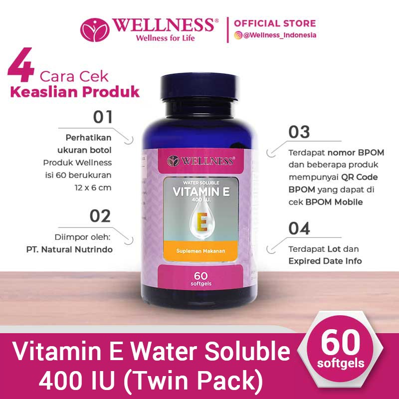 Wellness | Suplement Makanan | Natural Vitamin E 400 IU (60) Banded