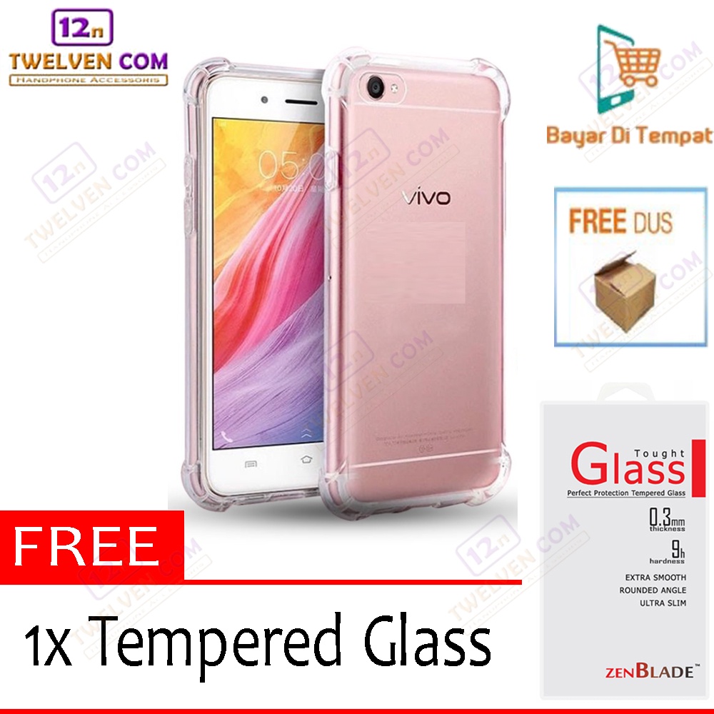 [FLASH SALE] Case Anti Crack Anti Shock Softcase Vivo V5 Lite - Free Tempered Glass