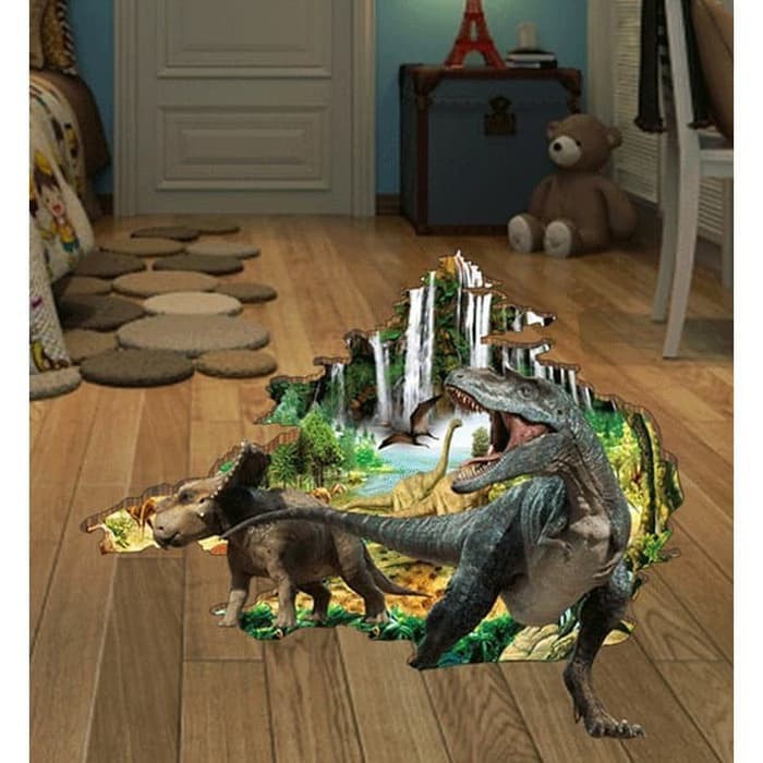 Wall Sticker / Stiker Lantai / Dinding (3D) Motif Dinosaurus