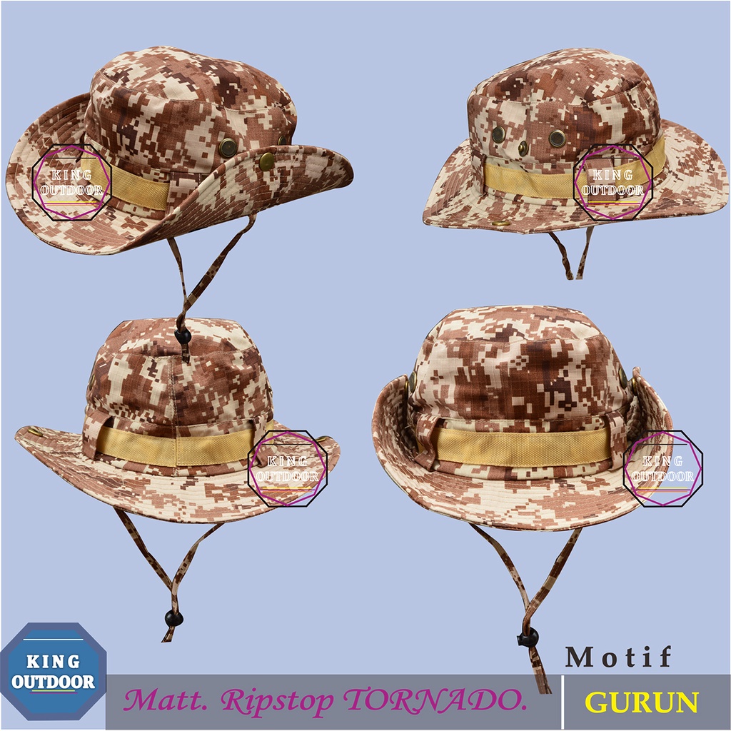 Topi Loreng Motif GURUN | Topi Rimba | Topi Hiking  | Topi Koboy/Mancing