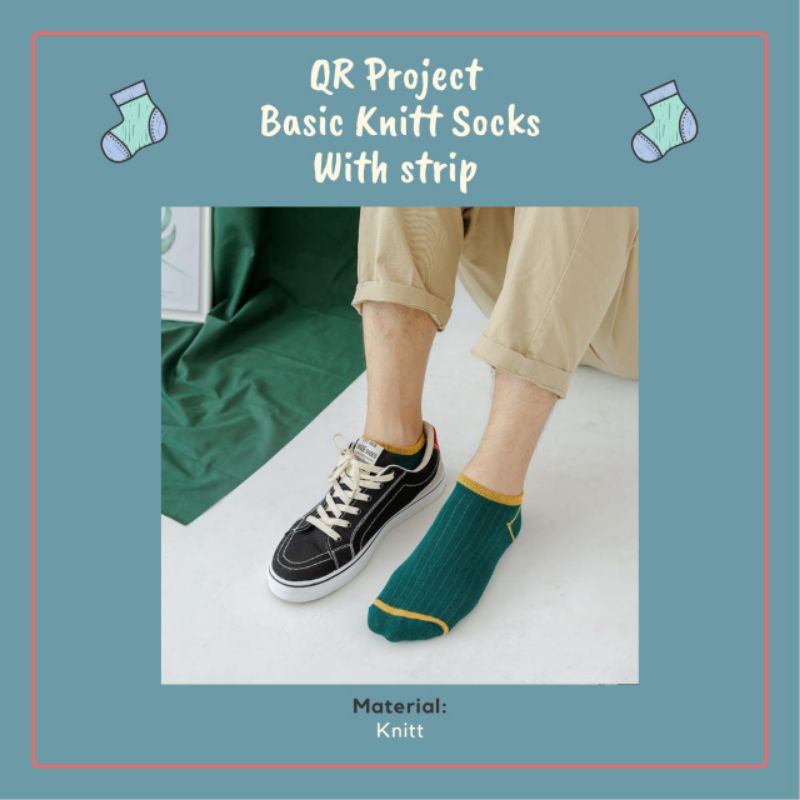 QR Project id Kaos Kaki Rajut Polos dengan Garis Basic Knitt  Socks with strip