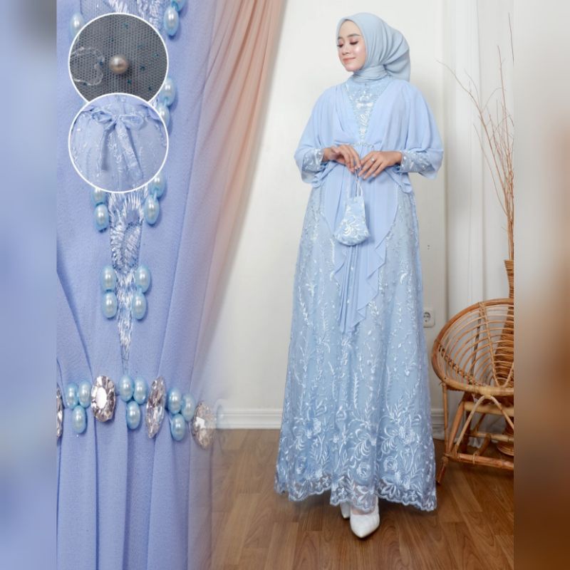 Permata Olshop / Gamis Khanza NK / Kebaya Modern / Gamis Brokat Kondangan / Kebaya Brukat Pesta Mewah