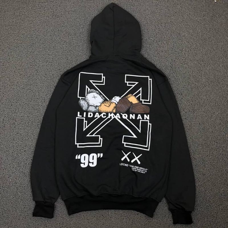 Jaket Sweater Hoodie Off White x Kaws (Full hang tag + Label)