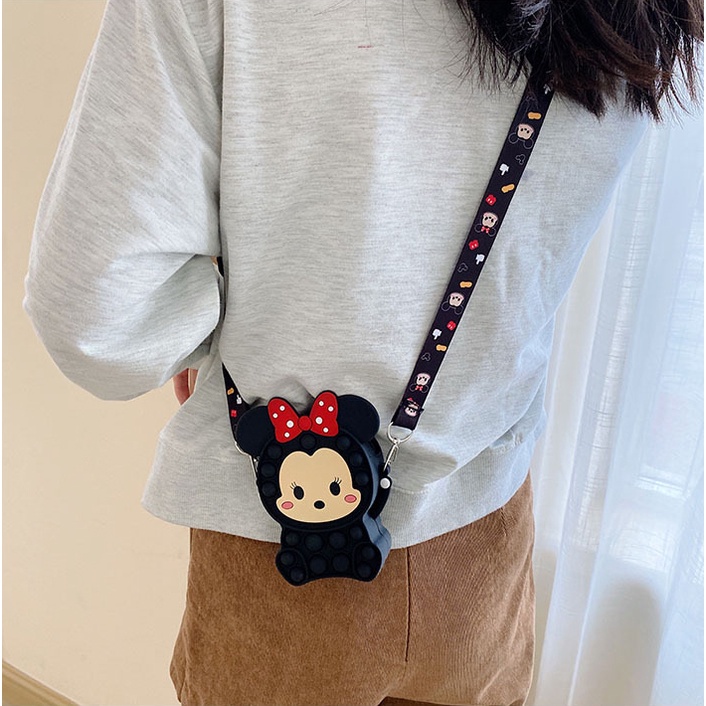 Tas Pop it Anak Lucu Import - Tas Selempang Anak Karakter Minnie Pikachu - Tas Pop It Terbaru Import - Tas Anak Lucu Pop It Fidget Toys JL12
