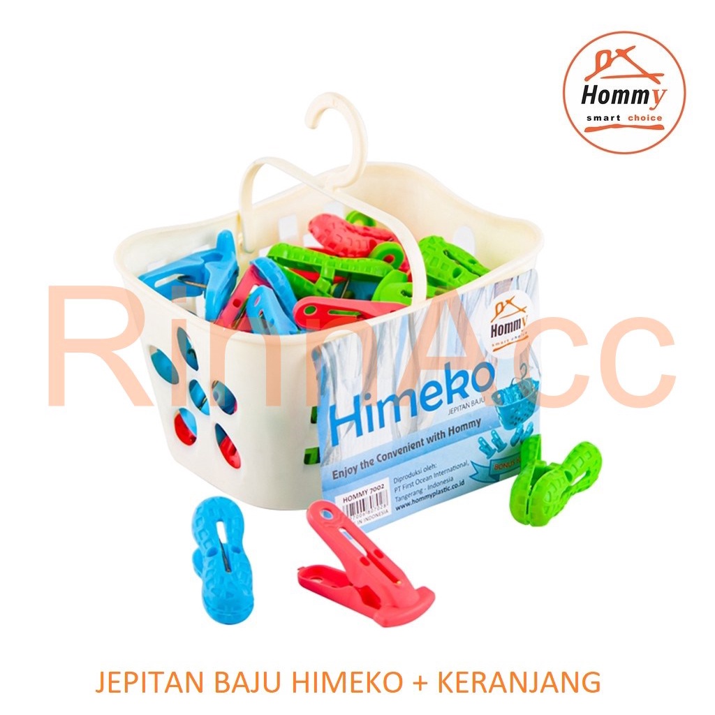 Jepitan Baju isi 36 Pcs dengan keranjang Hommy Himeko / Penjepit Gantungan Baju Pakaian Jepitan Jemuran Cucian Isi 36 Pcs / Capitan