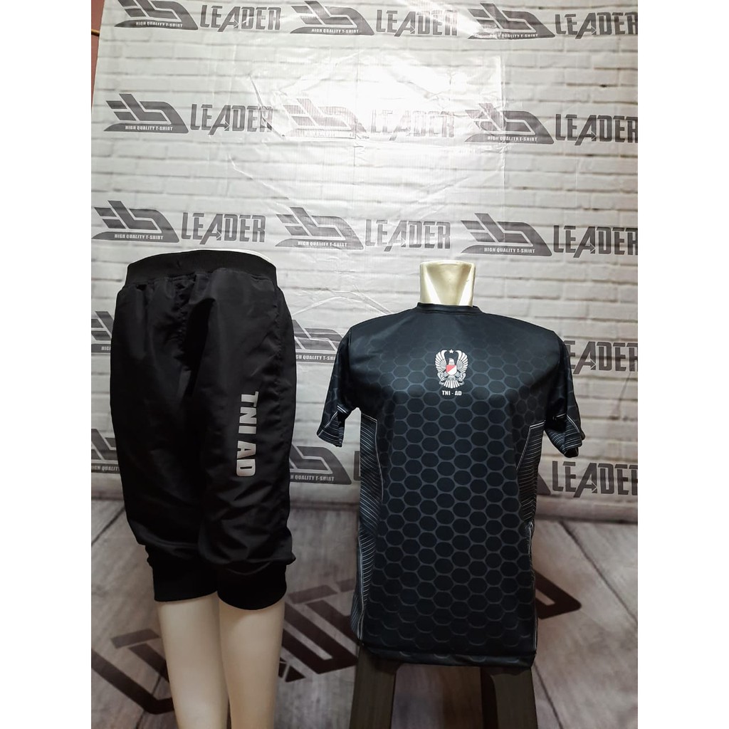 BAJU  SETELAN OLAHRAGA JOGER TNI AD HITAM PRINTING FULLPRINT