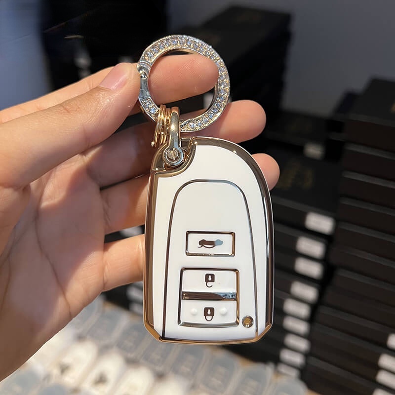Untuk Toyota Key Cover Yaris Vios Remote Key Case Aksesoris 3tombol TPU Case Kunci Mobil Remote Control Shell Fob Pelindung Cover Gantungan Kunci