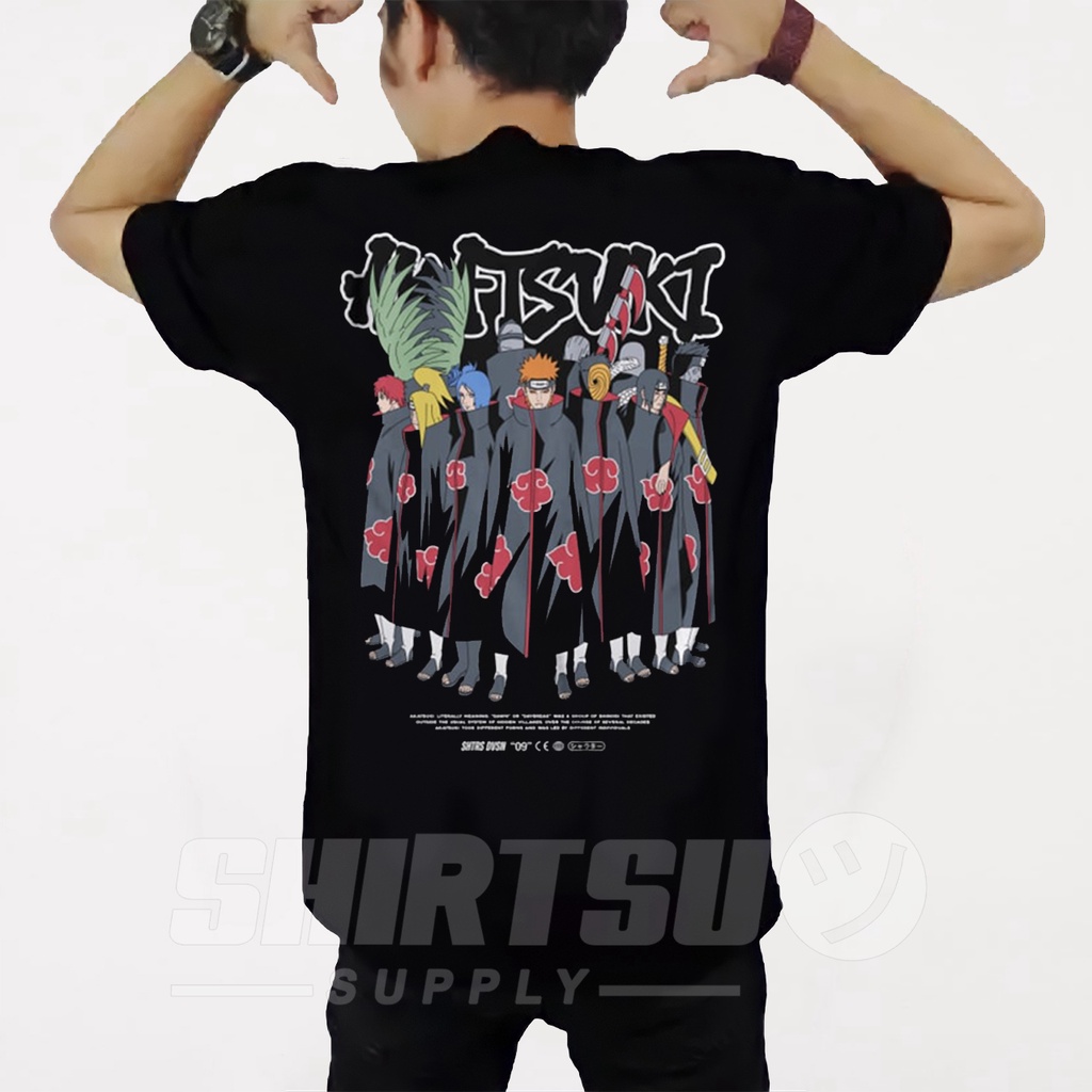 Baju Kaos T Shirt Distro Oblong Pria Wibu Gambar Sablon Merchandise Hitam Anime Anggota Akatsuki Nar