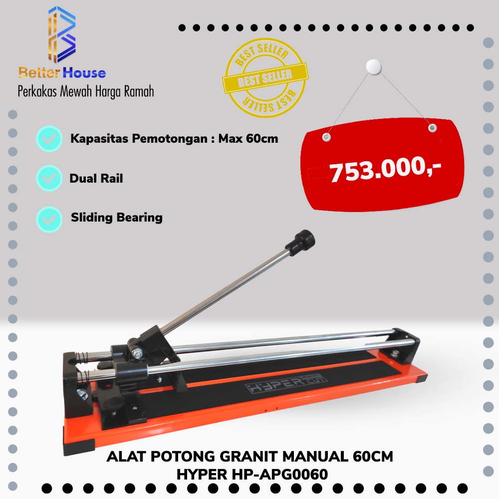 alat potong granit Alat potong keramik manual 60cm HYPER HP-APG0060