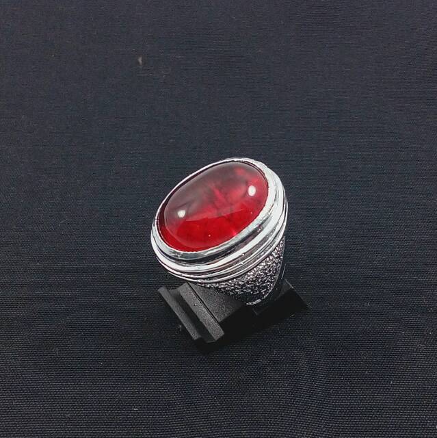 CINCIN BATU AKIK MERAH SIAM PECAH SERIBU DENGAN RING TANAM ANTI LUNTUR