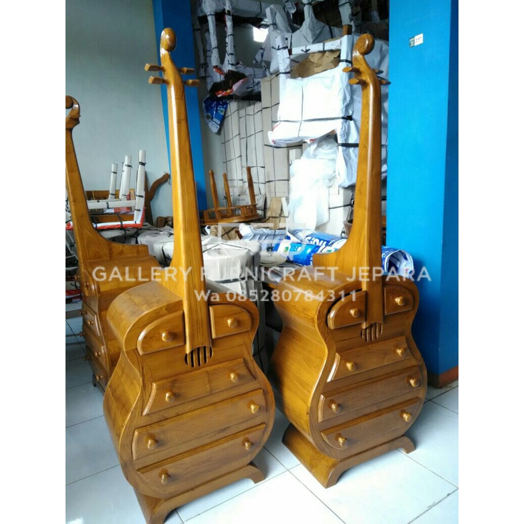 Nakas Hias 5 Laci Biola Gagang Kayu Jati